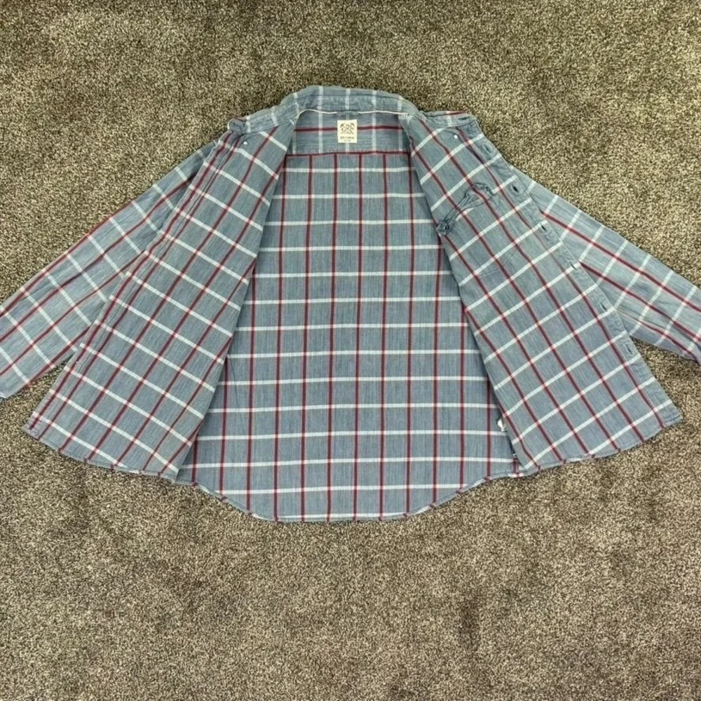 Levis Selvedge Blue Red‎ Plaid Button Up Long Sleeve Shirt Mens XX-Large Casual
